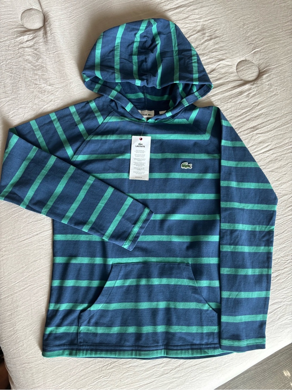Lacoste Kids Striped Hooded Sweatshirt Boys Size 8 128cm NWT